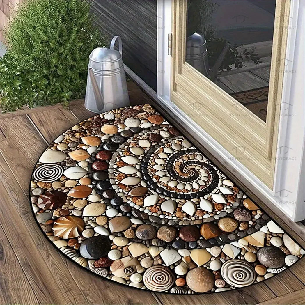 VIKAMA Bohemian Semi-Circular Carpet, Indoor And Outdoor Entrance Mat, Bathroom Door Mat, Soft And Anti-Slip Home Decoration.