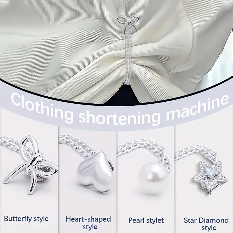 Women'S Adjustable Clothes Clips with Butterfly Decorations - Instant Sleeve Shortening, Suitable for Shirts, Dresses, Pants