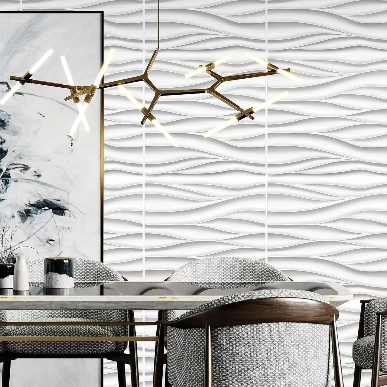 30x30cm Three-dimensional Wave Wall Panels Interior Wall Decor Paintable Wallpaper 3D Wall Decor Covering Panels For Living Room
