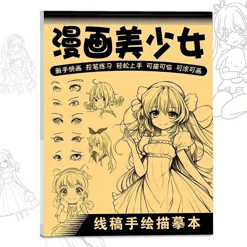 Anime Character Line Art Drawing Book for Beginners - 48 Pages of Simple Hand-Drawn Outlines for Tracing & Practice Painting