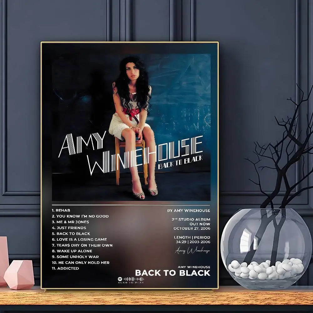 Pop Singer Amy Winehouse Poster HD Art Sticky Wall Waterproof Home Living Room Bar Decoration