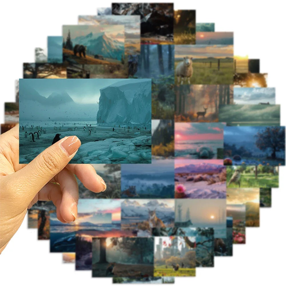 10/30/50pcs Anime Cartoon Aesthetic View Landscape Stickers Scenery Decals DIY Laptop Phone Scrapbook Graffiti Sticker Kids Toys