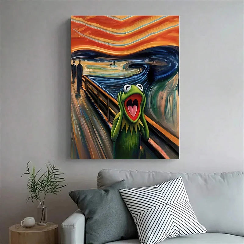 Modern Abstract Wall Art Screaming Frog Painting HD Canvas Print Poster Home Living Room Bedroom Classroom Decoration