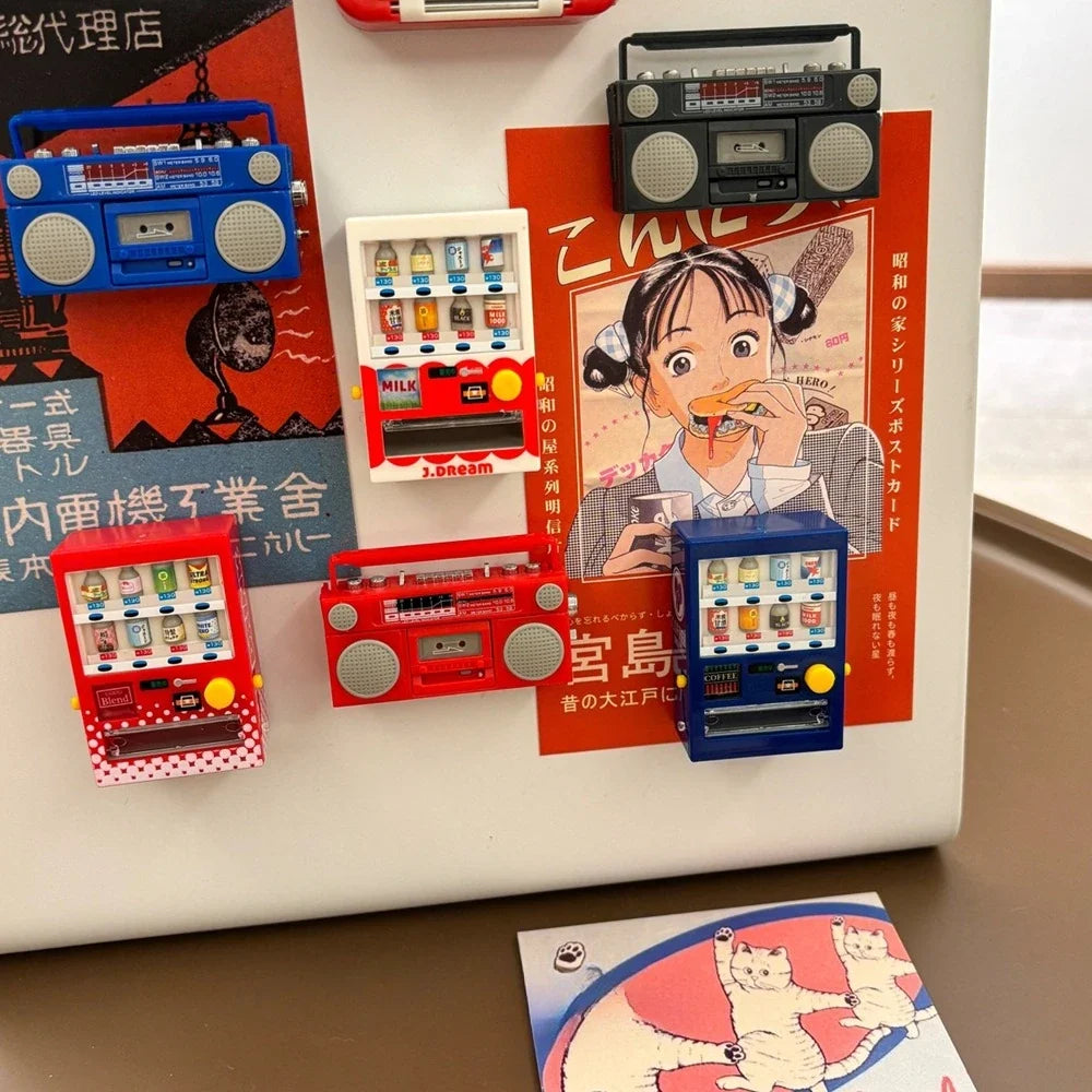 Mini Simulation Model Light Sign Fridge Magnets Dollhouse Vending Machine Magnetic Sticker for Refrigerator DIY Home Decoration