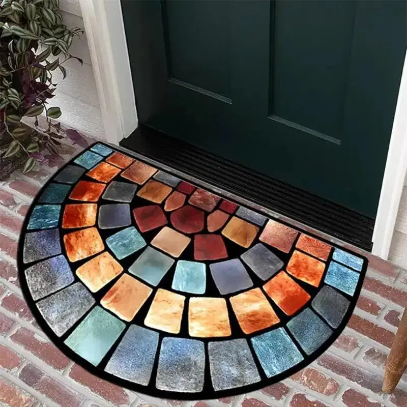 VIKAMA Butterfly Pattern Welcome Door Mat Semi-Circular Anti-Slip Entrance Mat Kitchen And Bedroom Carpet Home Decoration
