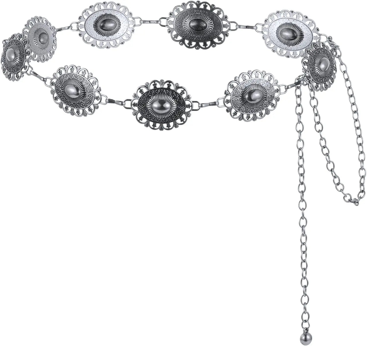 Metal Chain Belt for Women Cowgirl Western Country Chain Belts Adjustable Concho Belt for Sweaters Dresses Jeans