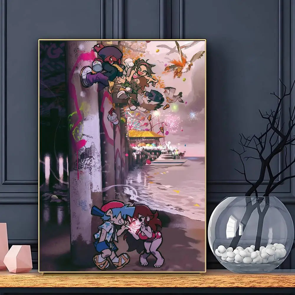 Game F-Friday Night F-Funkin Pico Boyfriend Poster HD Sticky Wall Art Printing Waterproof Home Living Bed Room Bar Aesthetic