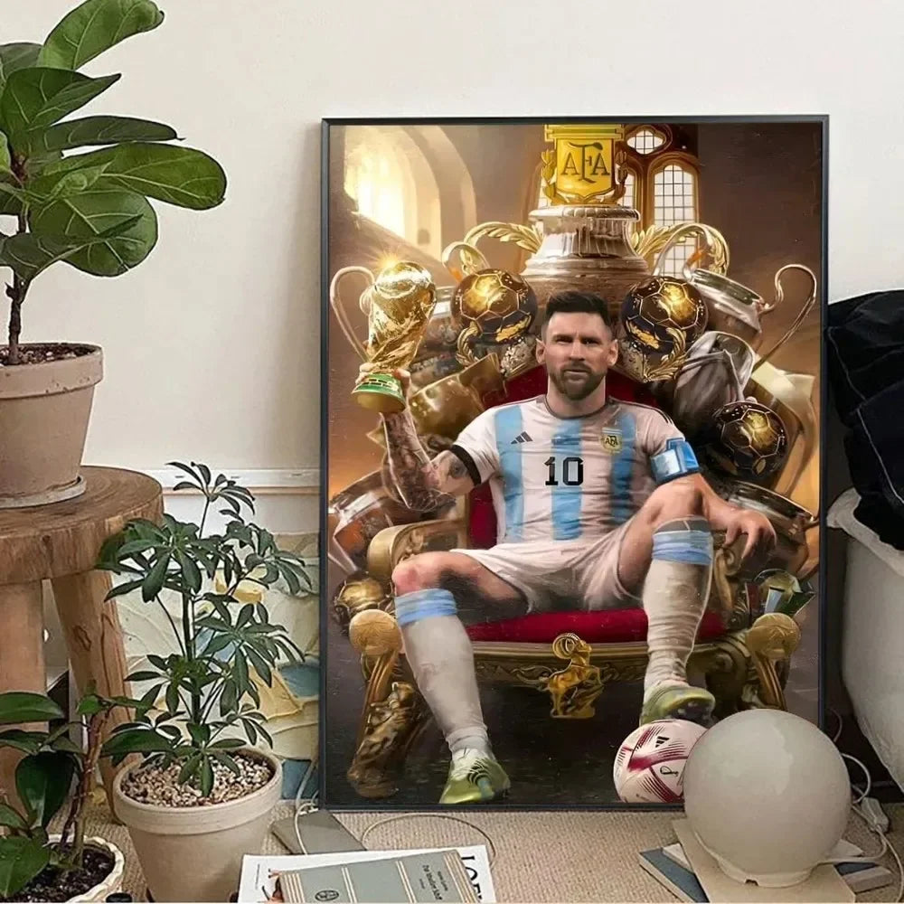 Classic, Sports - Rionel Messi - Football, Wall Art, Canvas Print Poster, Home Living Room Bedroom Decor, Stadium Wall Art