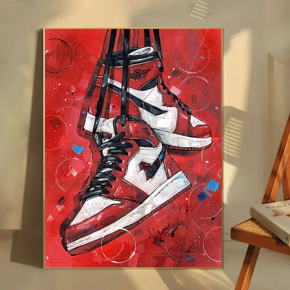 Classic Abstract Wall Art, Graffiti Popular Fashion Sneakers, HD Canvas Print Poster, Home Living Room Bedroom Decoration