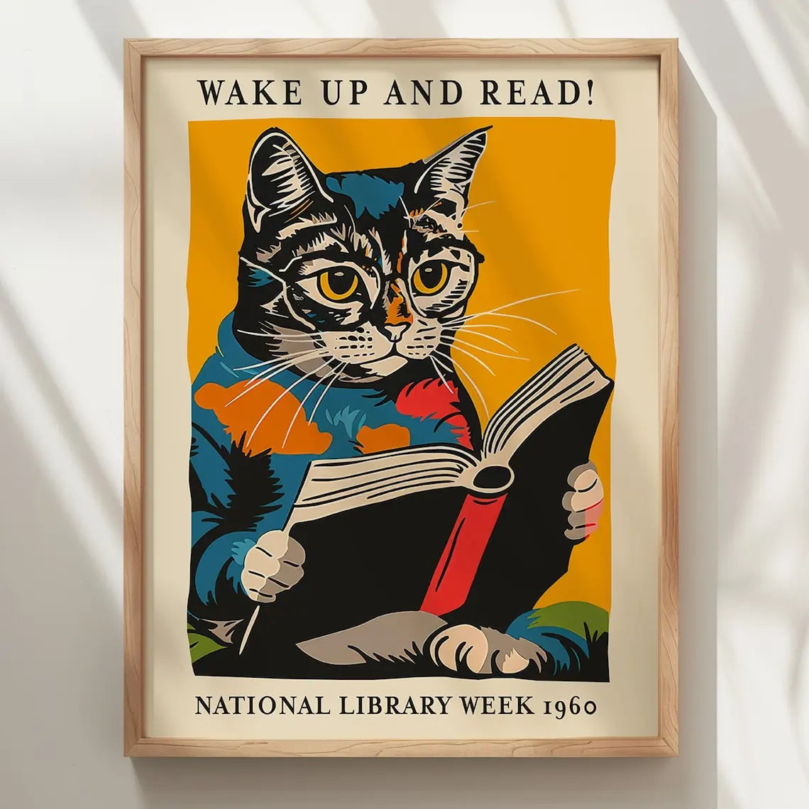 Wake Up And Read National Library Week 1960 Week 1960 Wall Art Prints Canvas Painting Poster Picture For Living Room Home Decor