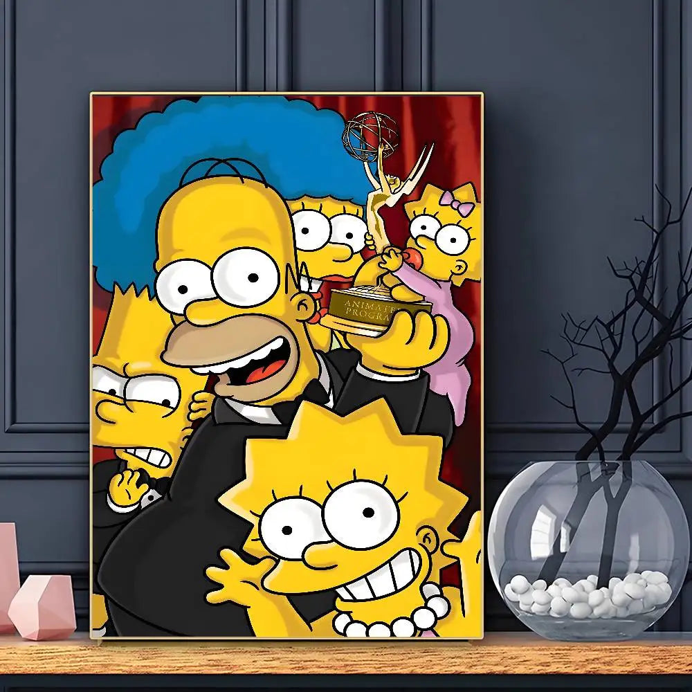 Cartoon Funny The S-Simp-sonsS Poster Sticky Wall Art Printing Waterproof Home Living Bed Room Bar Aesthetic Decor