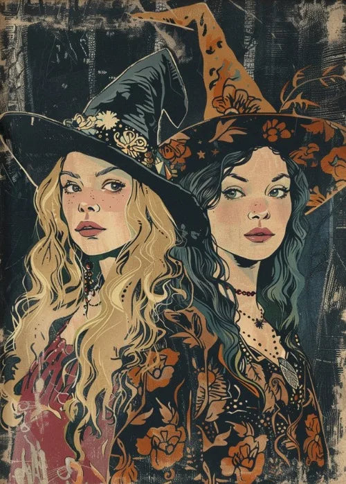 Witch Magical Art Print Witch with Full Moon Wall Decor Darkness Witches Painting Wall Decor Canvas Poster Dark Romantic Decor