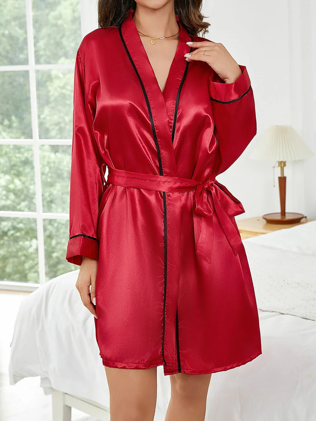 Pure Color Short Robe Women Summer Thin Home Sleepwear Casual Bathrobe Fashion Versatile