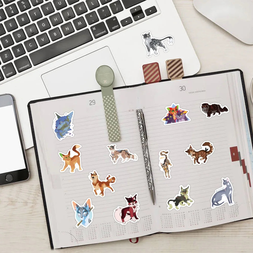 60/120PCS Cat Warriors Cartoon Graffiti Sticker Car Luggage Water Cup Skateboard Stationery Sticker