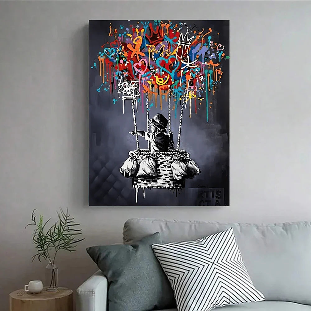 Classic Abstract Wall Art Banksy Street Graffiti Wall Art HD Canvas Print Poster Home Living Room Bedroom Decoration