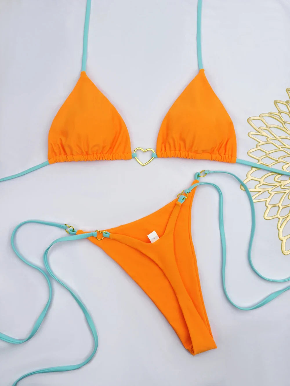 Sexy Halter Solid Color Low Waist Bikini Set Women's Swimsuit Two-piece Triangle Thong Swimwear Bathing Suit Brazilian Biquinis