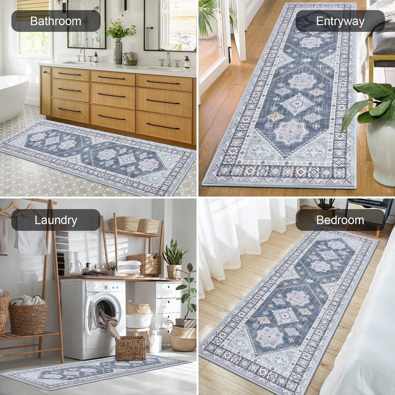 VIKAMA Bohemian Crystal Velvet Carpet Dirt Resistant And Easy To Care Hallway Full Carpeted Balcony Carpeted Home Decor
