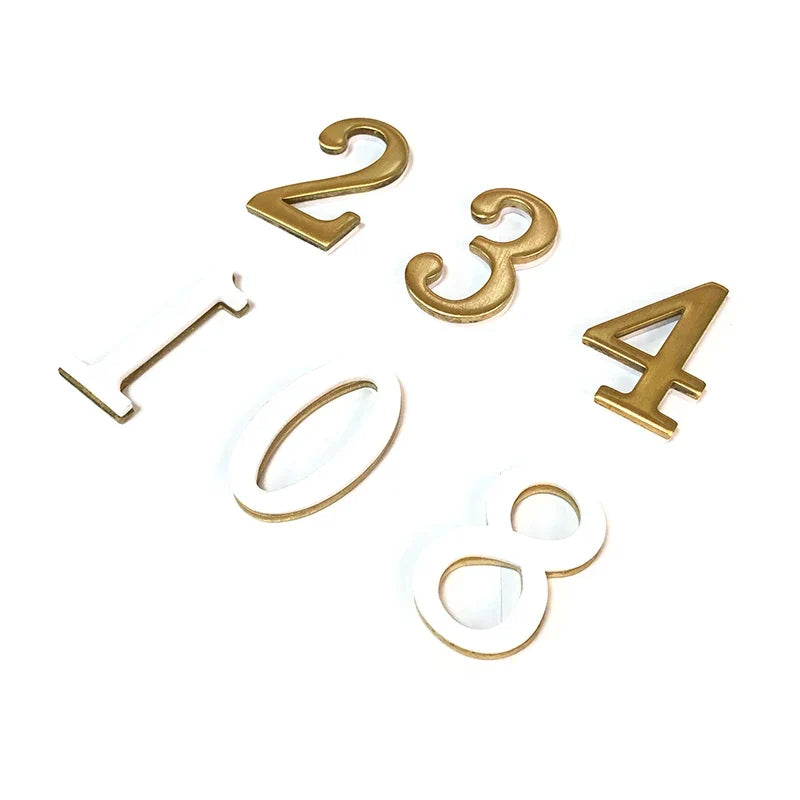 Brass House Number Self-Adhesive 3D Door Numbers Hotel Home Sticker Address Mailbox Numbers #0-9 Home Decoration
