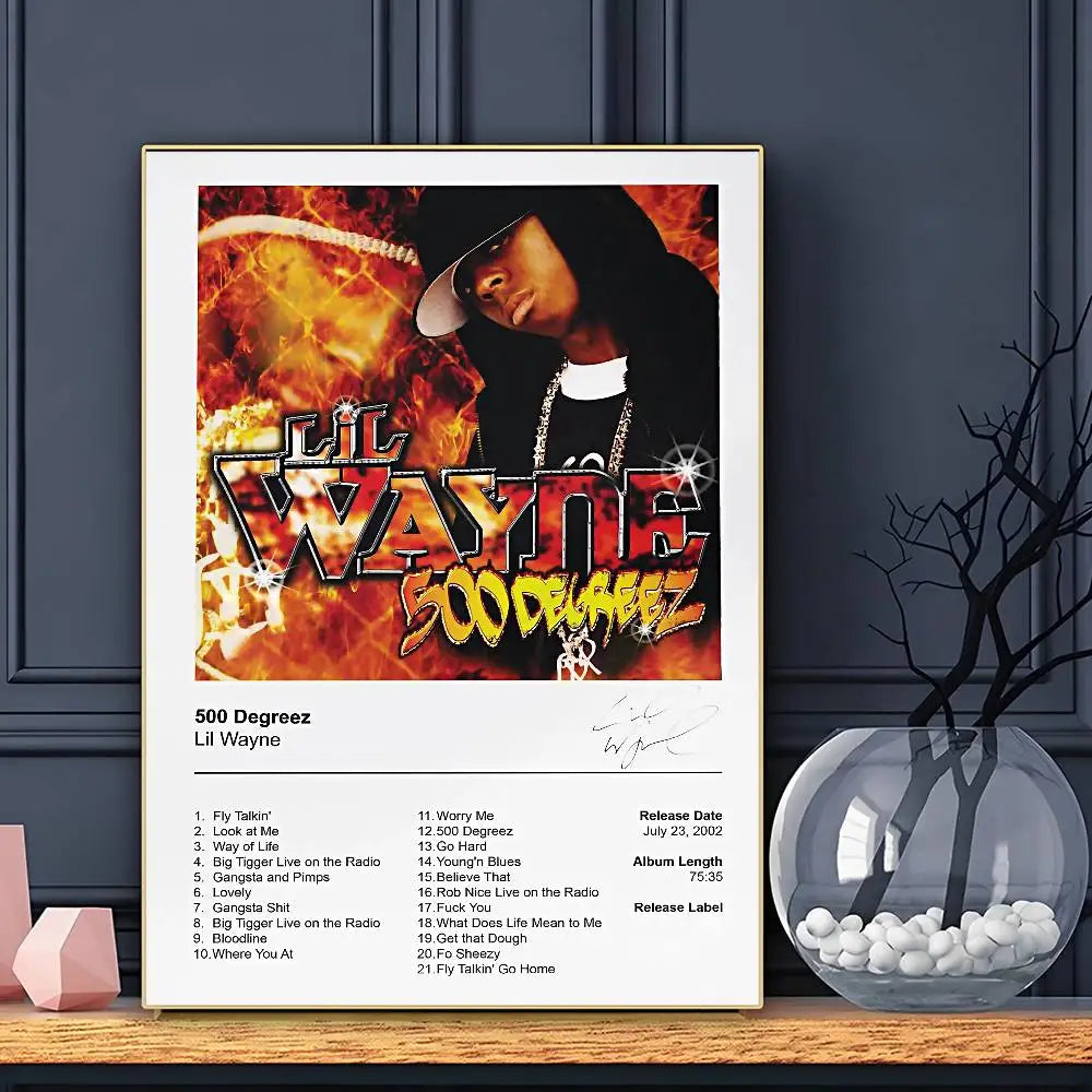 Rapper Lil Wayne Poster Sticky Wall Art Printing Waterproof Home Living Bed Room Bar Aesthetic Decor