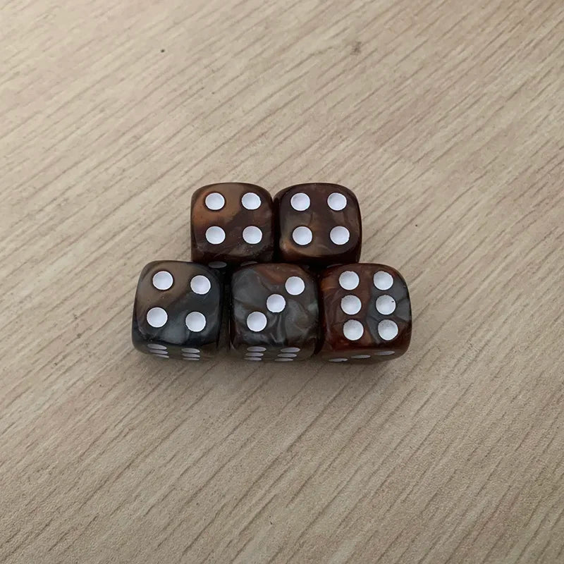 5pcs/set Two Colors Dice Puzzle Board Game Accessory  6 Sided Point Dice Funny Game 16mm