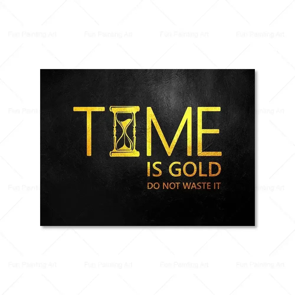 Motivational Quote Art Posters for Wall Black Golden Letters Inspiring Canvas Painting Wall Art Picture Office Living Room Decor