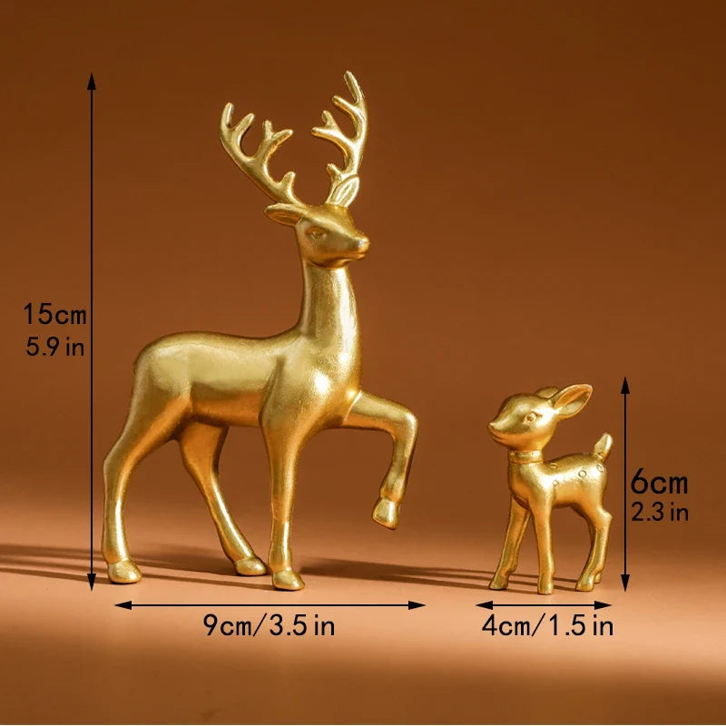 Room Decor Mother Deer Cute Kids Room Decor Sculptures Kawaii Miniatures Sculptures Christmas Home Decoration Fawn Figurines