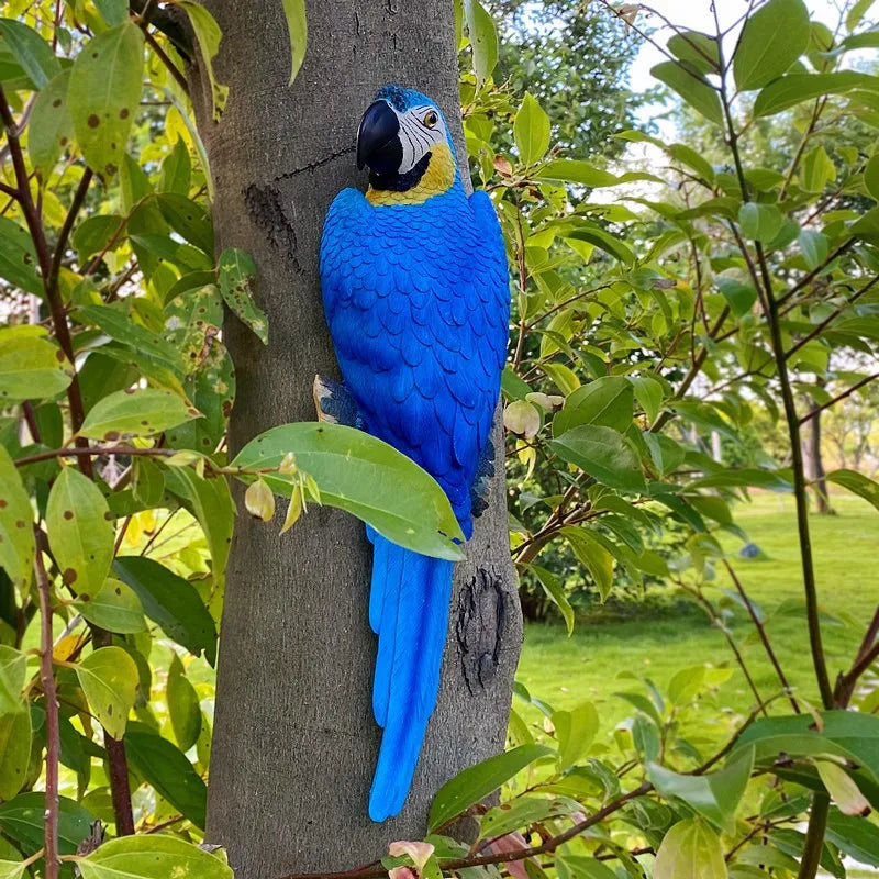 1pc Wall Mounted Parrot Statue, Simulation Outdoor Garden Resin Crafts,Landscaping DIY Garden Sculptures, Yard Lawn Home Decor