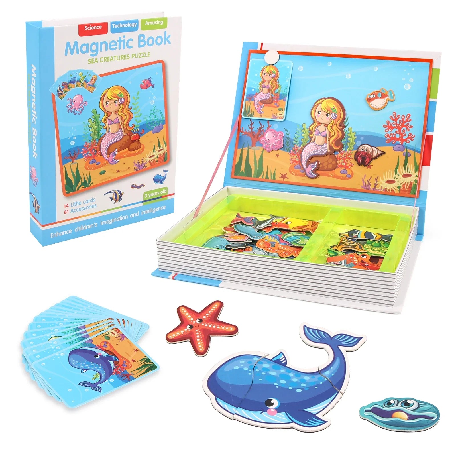 Kids Intelligent 3D Jigsaw Toys Magnetic Puzzle Book Brain Training Games Educational Montessori Toys for Kids Gifts Xmas Toys