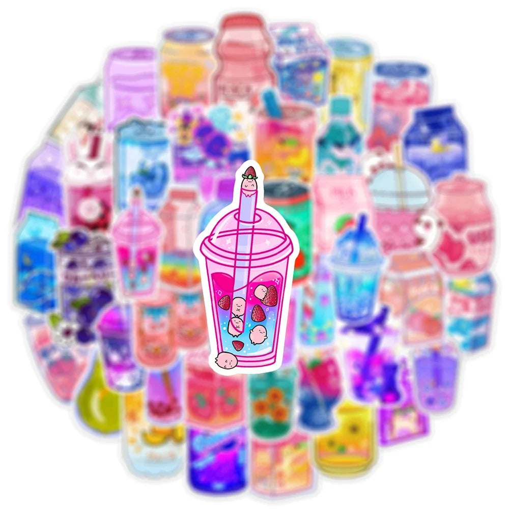 10/30/50PCS INS Cute Drink Aesthetic Stickers Cartoon Decal Scrapbook Laptop Phone Luggage Diary Car Decoration Sticker Kid Toy