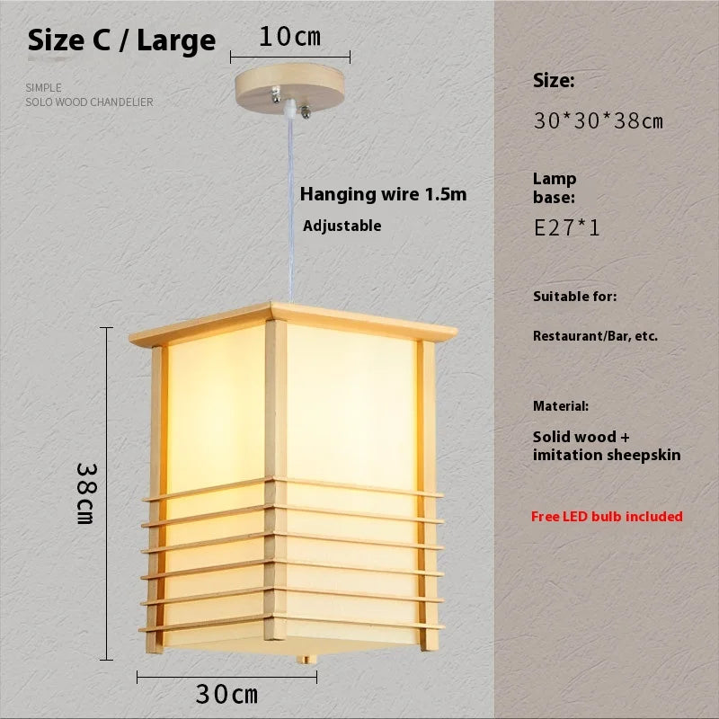 Solid Wooden Pendant Light For Livingroom Dining Room Kitchen Homestay Japan Style Suspension Hanging Lamp Art Decoration E27