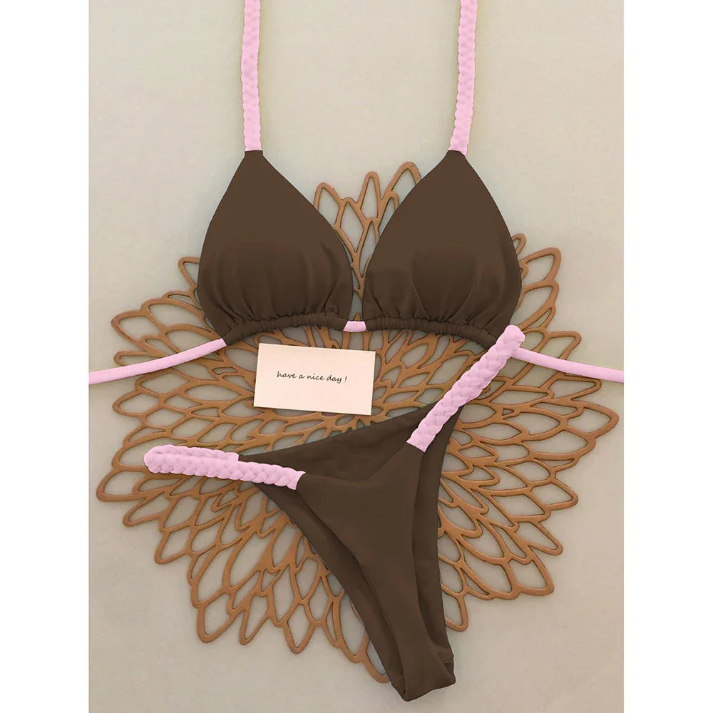 Micro Bikinis 2025 Push Up Women Swimsuits Sexy Swimwear Brazilian Bikini Set Thong Biquini Solid Swimsuit Summer Beachwear