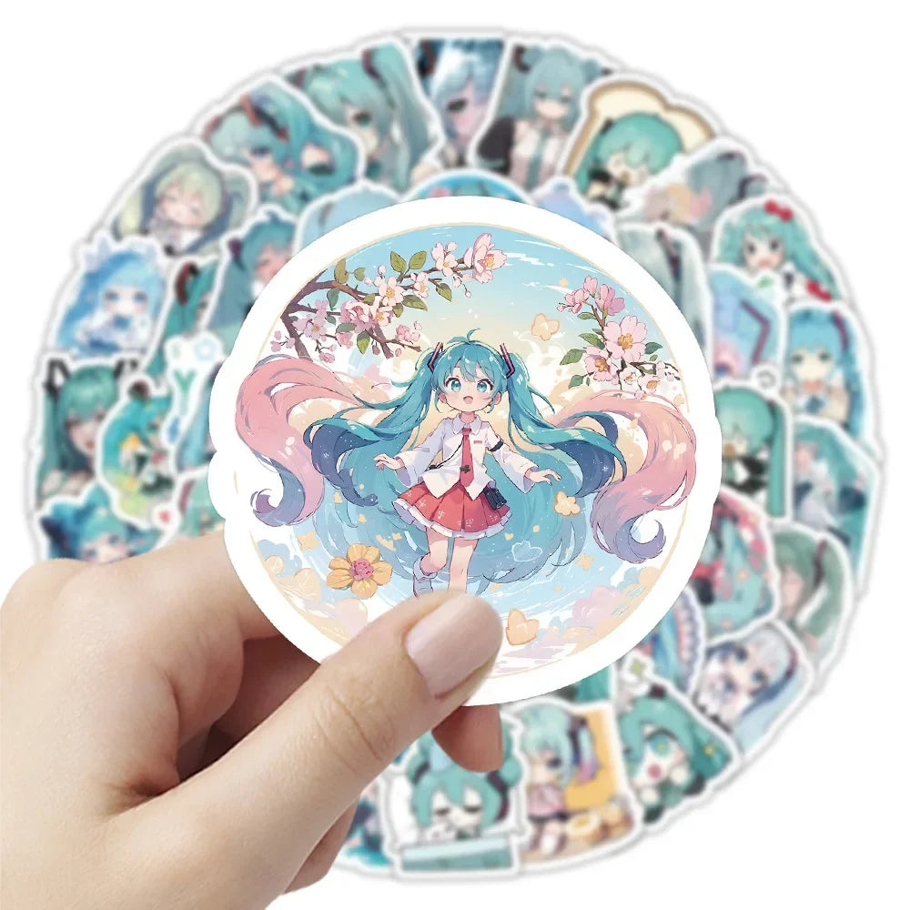 100pcs Hatsune Cute Miku Stickers Pack Waterproof Phone Case Cartoon Journaling Stationery Kawaii Packaging Laptop Sticker