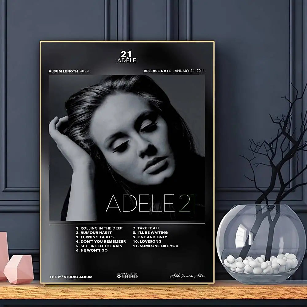 Singer Adele Poster HD Art Sticky Wall Waterproof Home Living Room Bar Decoration