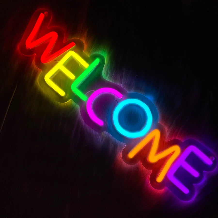 Welcome Neon Sign, Commercial Wall Lamp Usb Powered, Very Suitable For Restaurants, Salons, Bars, Coffee Shops, Shops Decor.