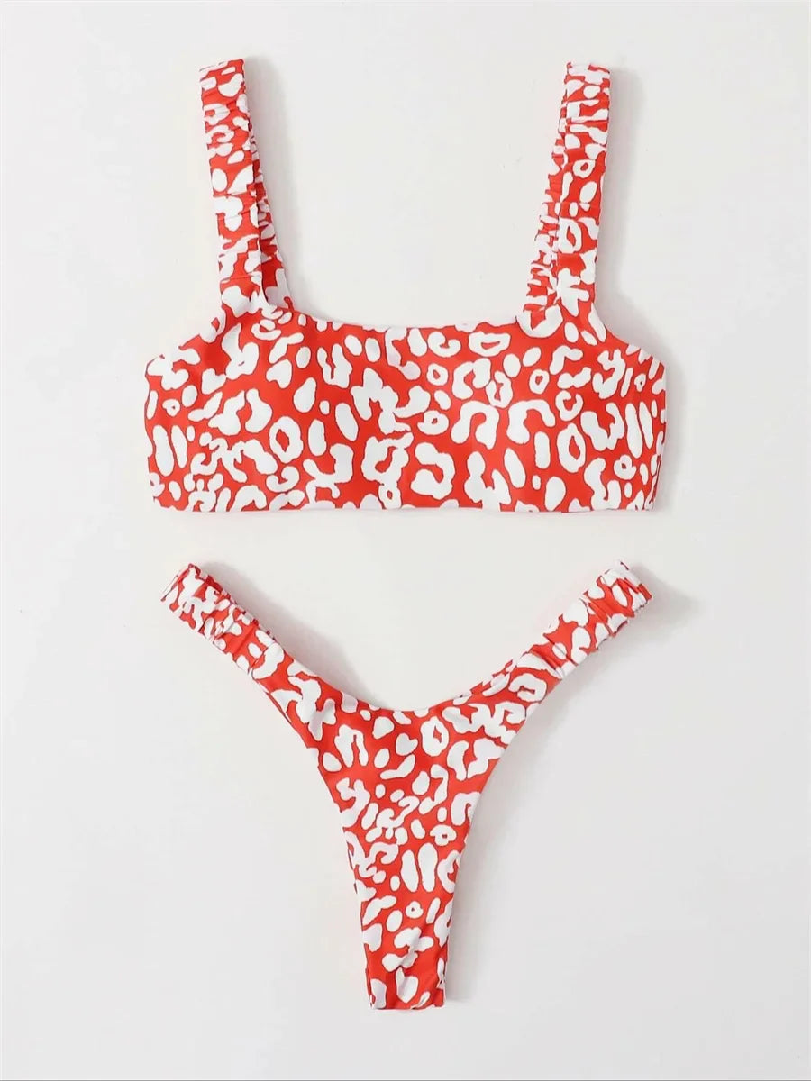 Sexy Micro Bikini 2026 Women Orange Leopard Push Up Padded Thong Swimsuit Female Cut Out Bathing Suit Swimwear Trajes De Baño