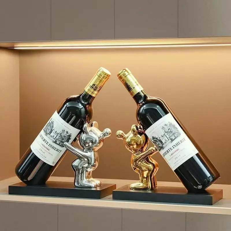 Ceramic Bubble Bear Wine Bottle Holder Countertop Storage Stand for Wedding Party Home Decor