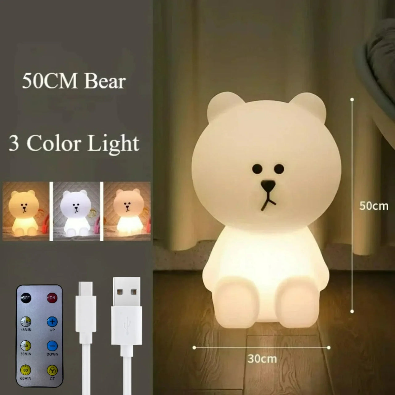 Cute Lighting Mood Light with Remote Control Dimming Cute Cartoon Children's Gift Bedroom Bedside Lamp Living Room Floor Lamp