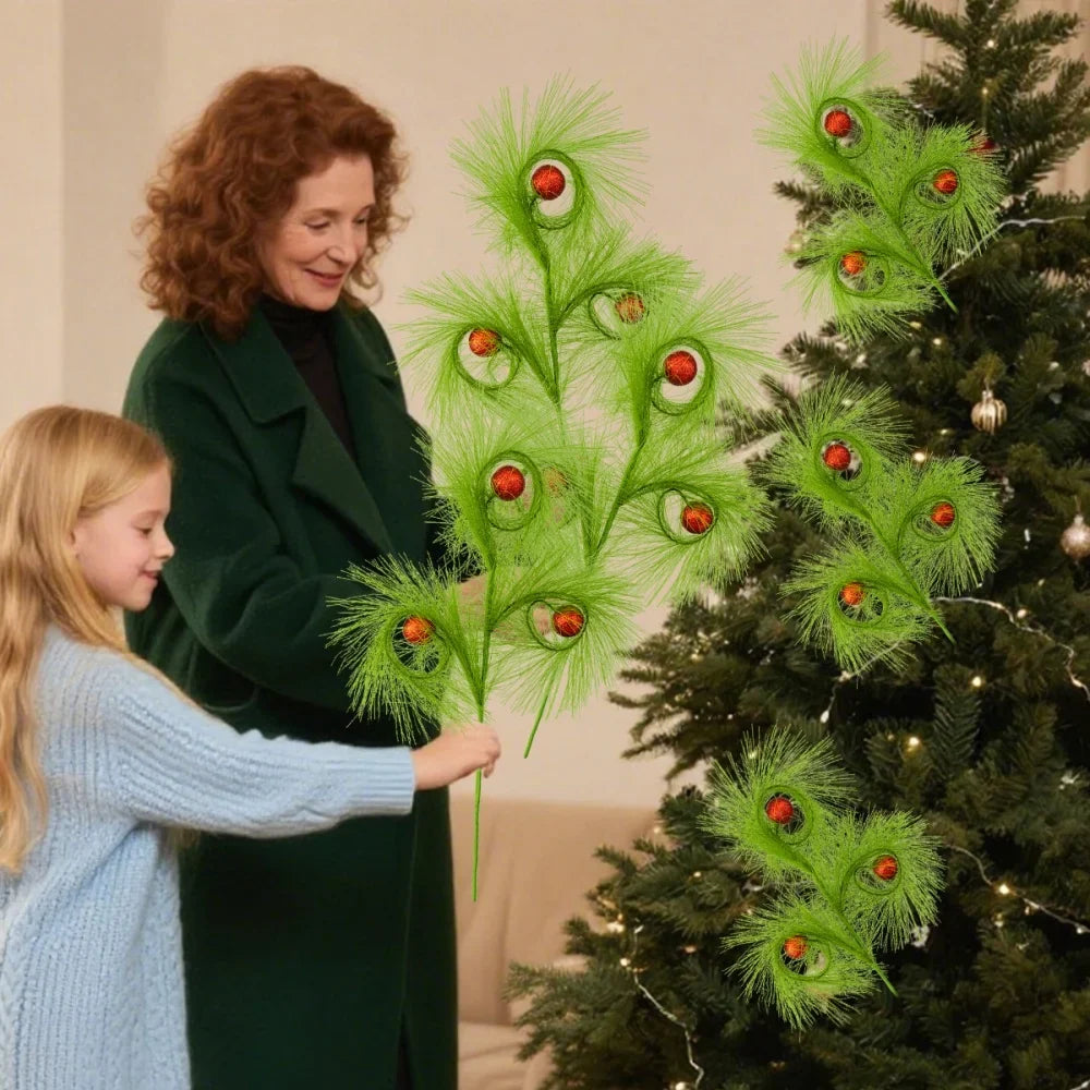 Artificial Christmas Branches Home Decor DIY Crafts Reed Ball Decoration Plants Ornaments For Christmas Tree Topper Party Decor