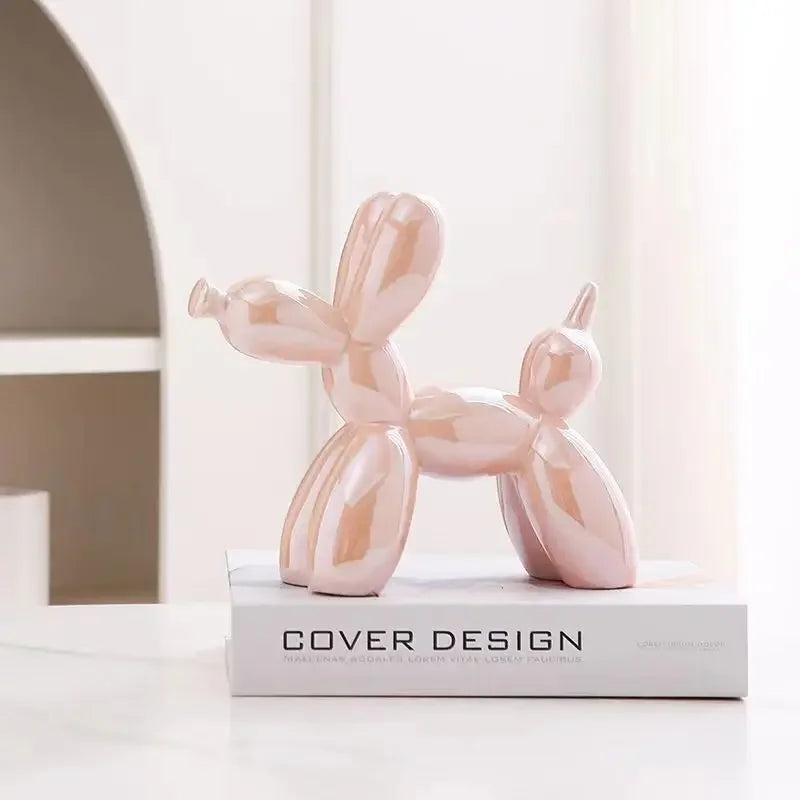 Nordic Ceramic Balloon Dog Abstract Ornament Creative Sculpture Study Room Statue Home Office Accessories Festival Decoration