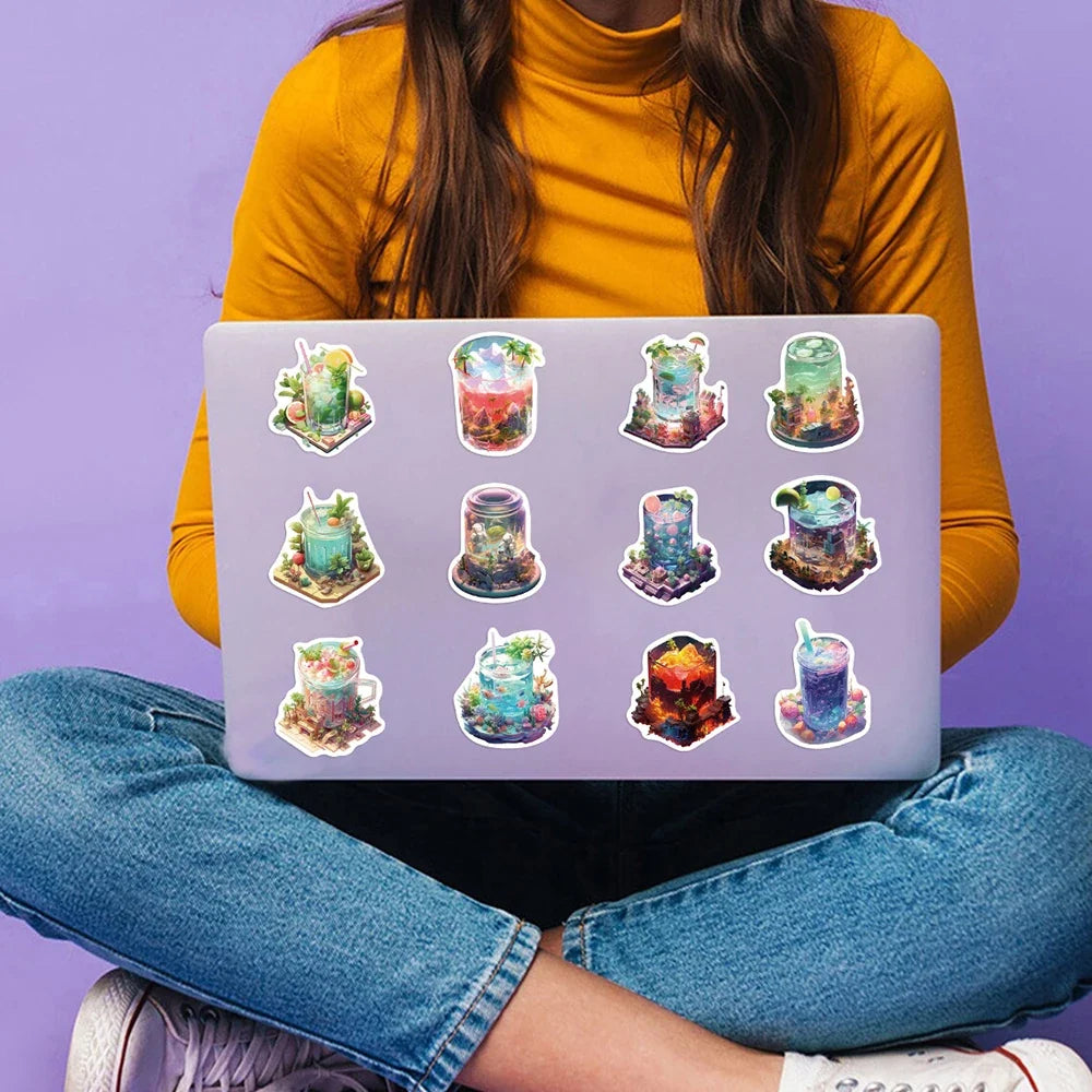 10/30/50PCS Kawaii INS Style Art Drinks World Cartoon Stickers Aesthetic Cute Decals Laptop Notebook Phone Decoration Sticker