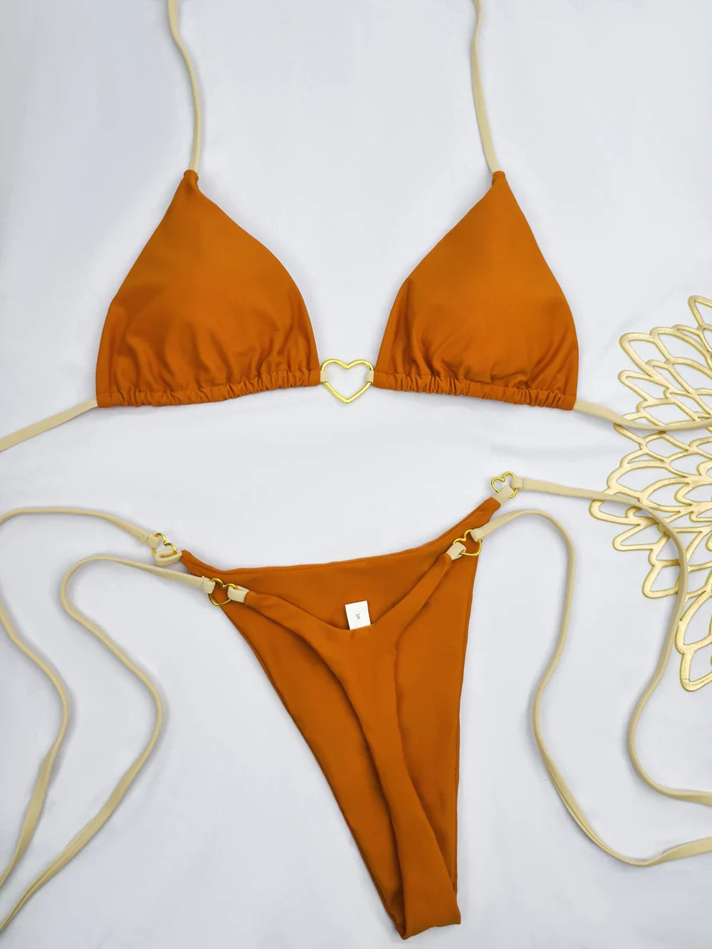 Sexy Halter Solid Color Low Waist Bikini Set Women's Swimsuit Two-piece Triangle Thong Swimwear Bathing Suit Brazilian Biquinis