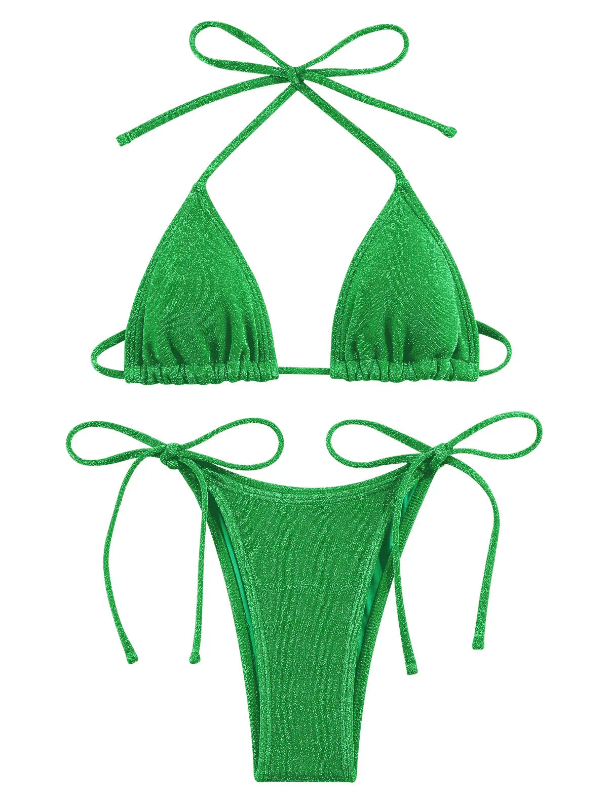 Miyouj Shiny Bikini Set Triangle Bikinis Bandage Swimsuit Women Two Piece Swimwear Summer Biquini New Beachwear