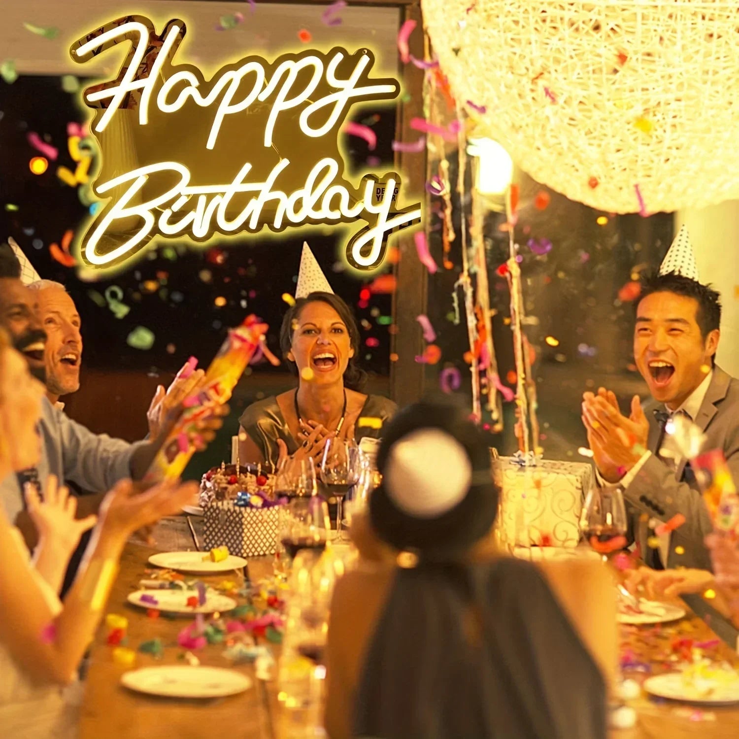 Happy Birthday Neon Sign Neon Happy Birthday Sign for Wall Decor Wall Neon Sign with Dimmable Switch Birthday Party Supplies