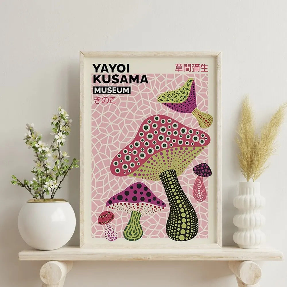 Modern Abstract Yayoi Kusama Japanese Art Exhibition Wall Art Canvas Painting Posters For Living Room Home Decor