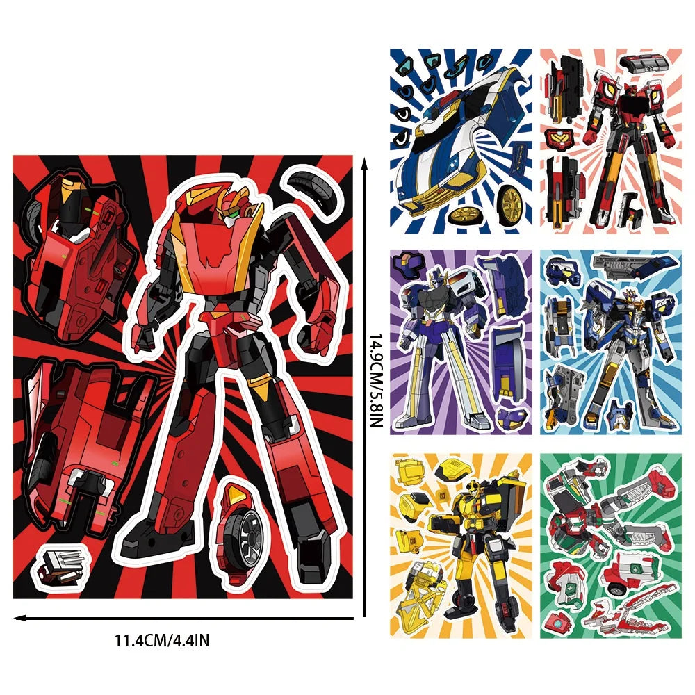 8/16/24PCS Machine Warrior Puzzle Stickers DIY Handicraft Notebook Stationery Helmet Stickers