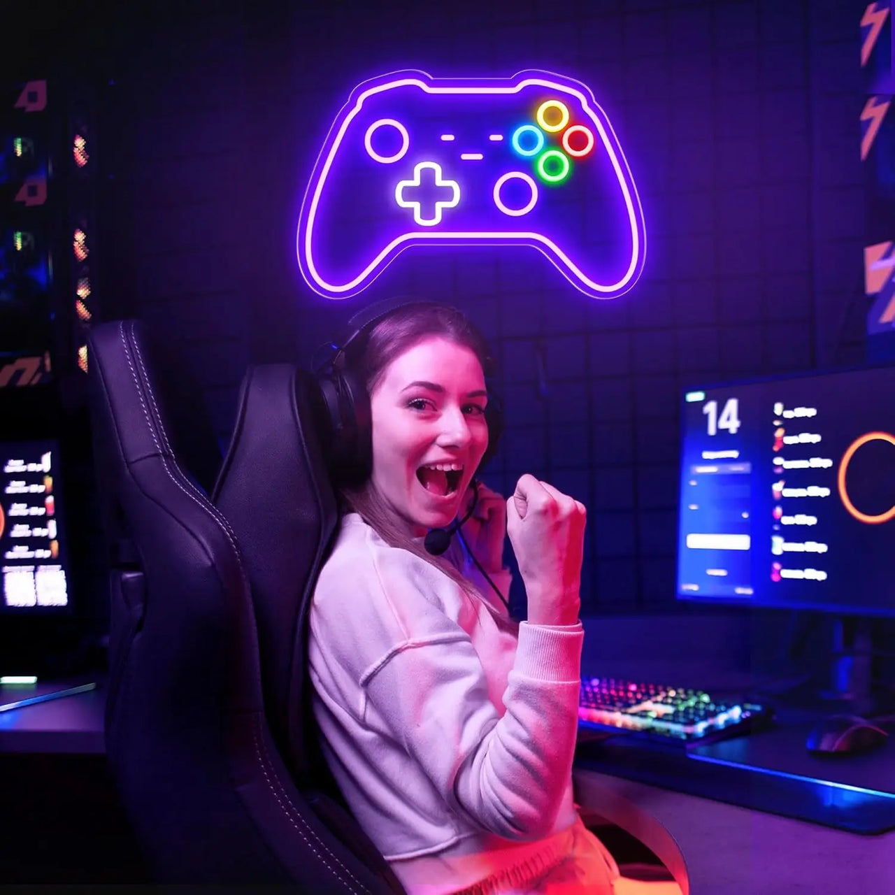 Gamer Neon Sign Gamepad Shaped LED Neon Sign for Gamer Room Decor USB Powered for Best Gamer Gifts for Teens Boys Kids
