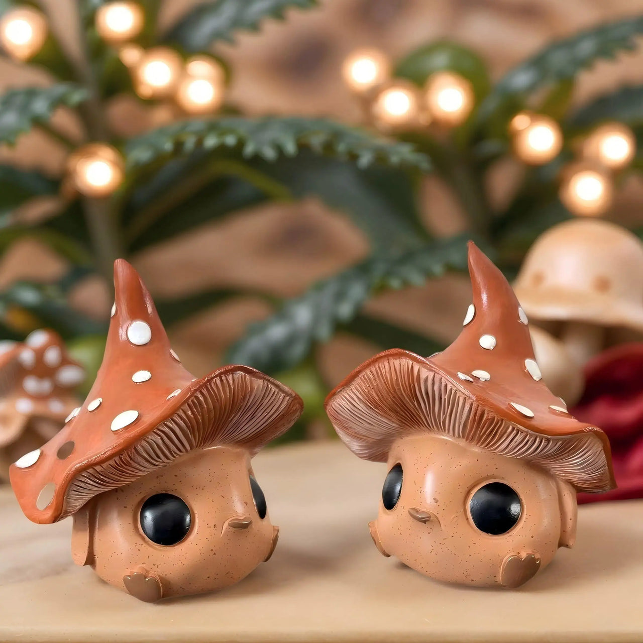 Charming and Adorable Mushroom Elf Statue, with Wide Open Eyes and a Pouty Mouth, Suitable for Home and Office Decoration, a Great Choice for Holiday Gifts, Featuring a Unique Design and Natural Style.