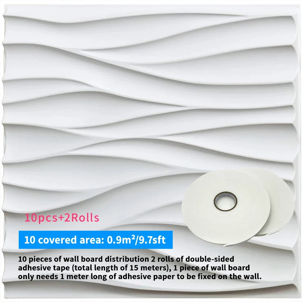 30x30cm Three-dimensional Wave Wall Panels Interior Wall Decor Paintable Wallpaper 3D Wall Decor Covering Panels For Living Room