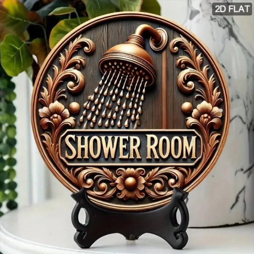 Aluminum Bathroom Sign 2D Wall Plaque Universal Toilet Symbol for Home Decor
