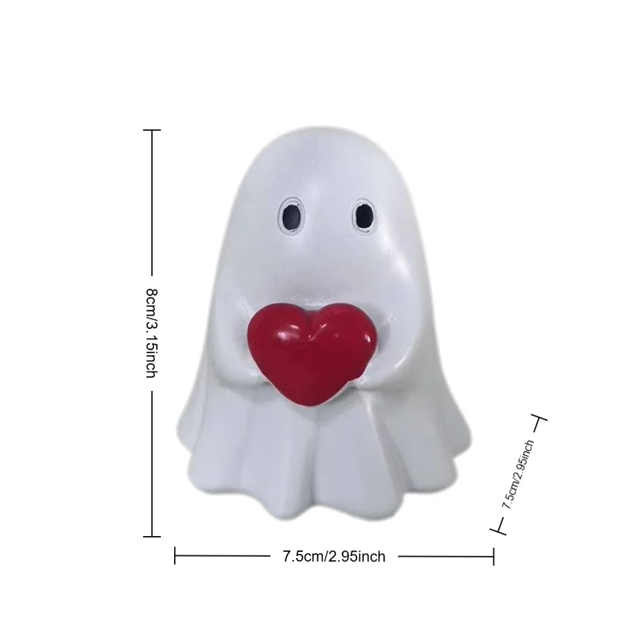 1 Cute Heart-Shaped Ghost Ornament, Halloween-Themed Adorable Design, Great for Decorating Home Desks and Creating a Festive Atmosphere